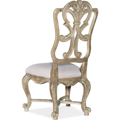 Castella Side Chair (Set of 2) by Hooker Furniture in beige and antique slate, natural tan. Made from fabric in a traditional style.