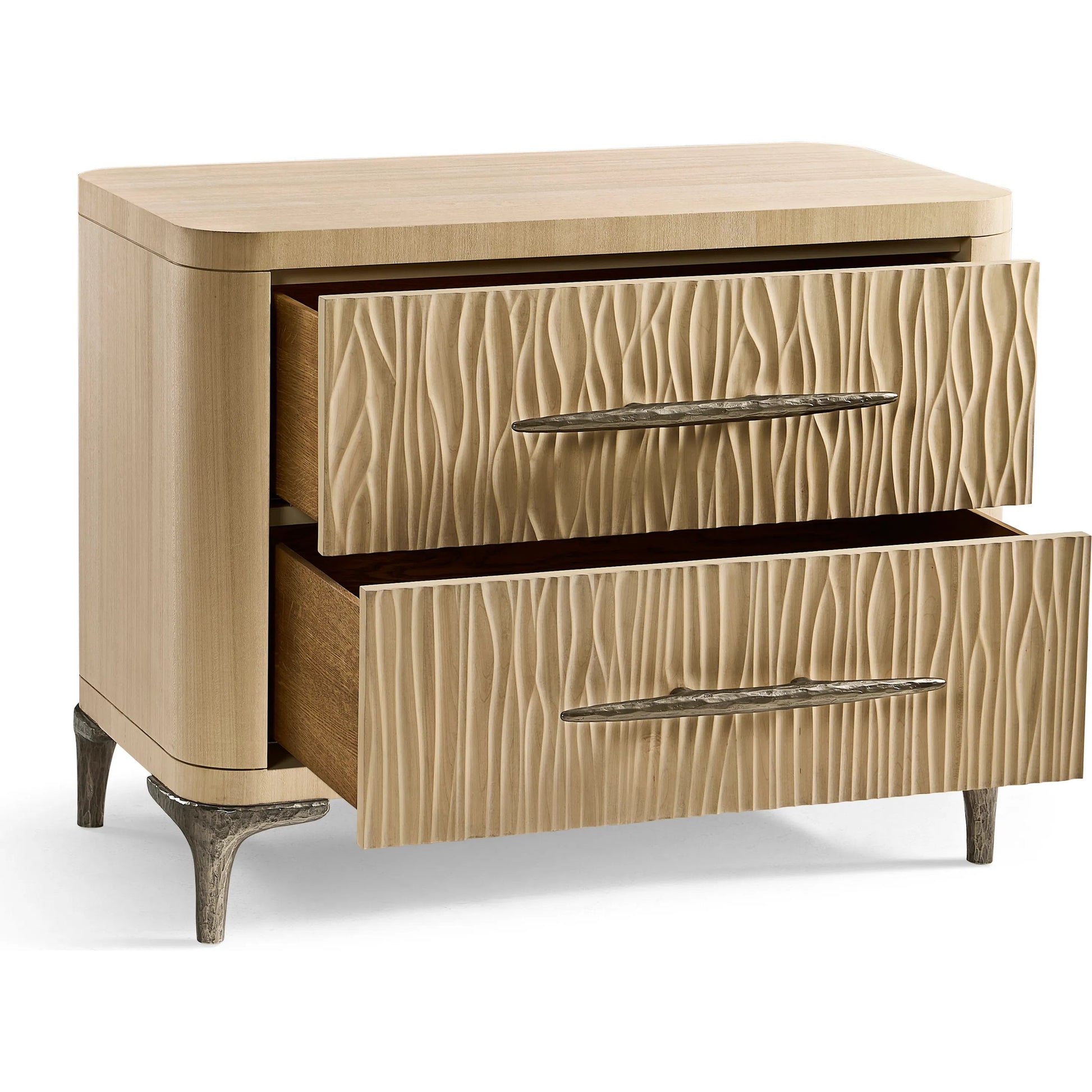 Water Hadal Plinth Nightstand by Jonathan Charles in beige. Made from unique in a transitional style.