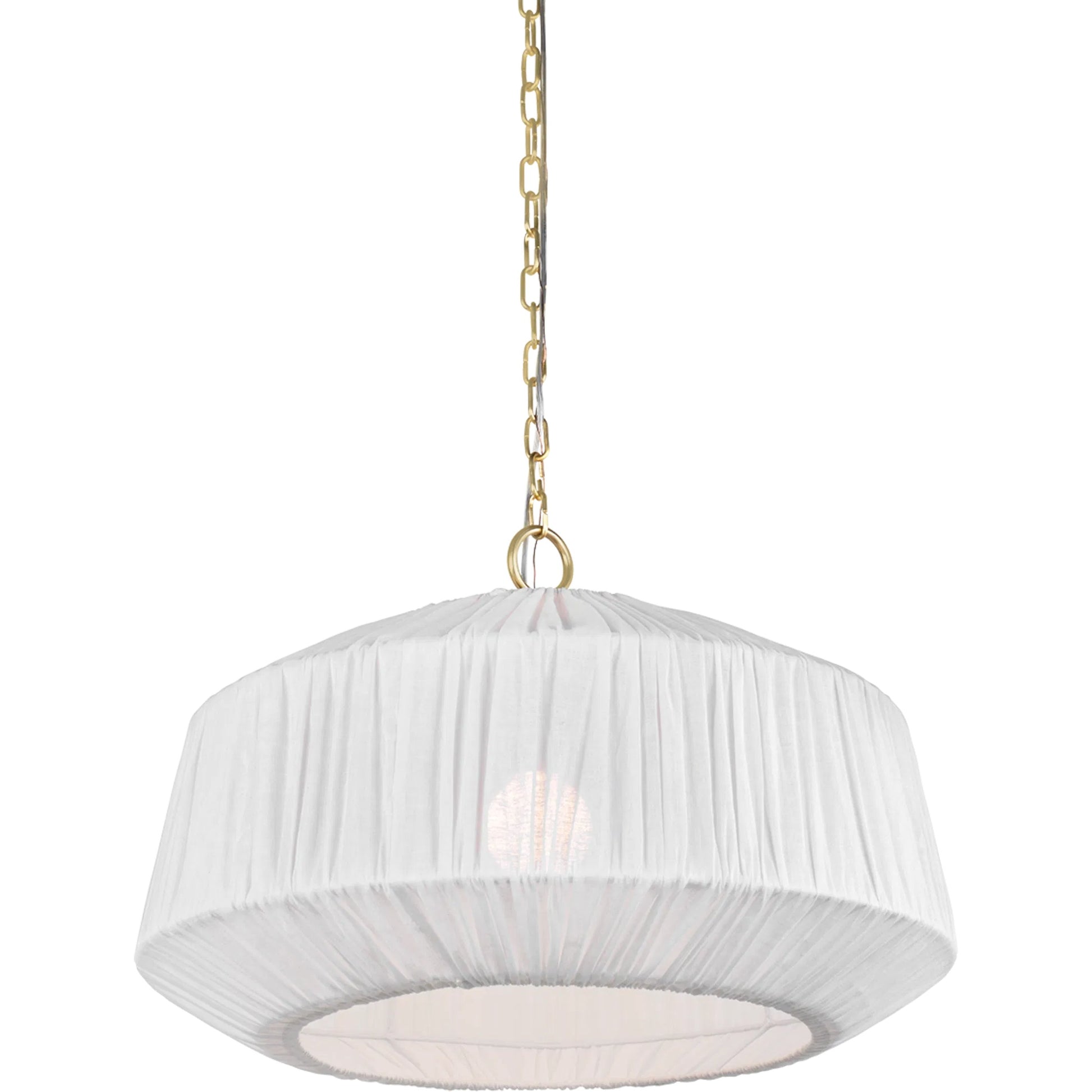 Amanza Pendant by Mitzi in aged brass. Made from steel in a transitional style.