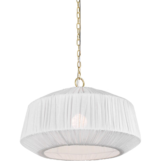 Amanza Pendant by Mitzi in aged brass. Made from steel in a unique style.