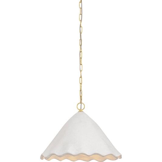 Lulu Pendant by Mitzi in aged brass, white plaster. Made from unique in a unique style.