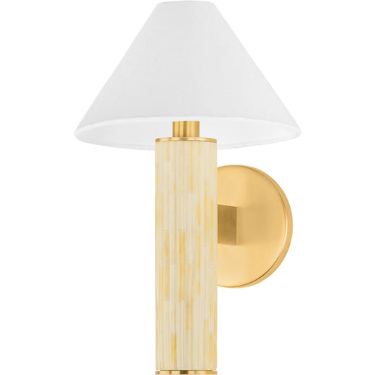 Clover Wall Sconce by Mitzi in aged brass. Made from steel in a unique style.