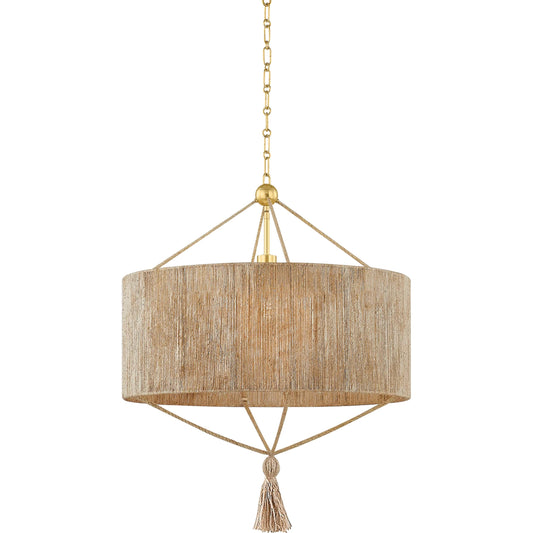 Reyn Pendant by Mitzi in aged brass. Made from steel in a unique style.