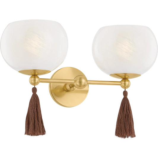 Niya Wall Sconce by Mitzi in aged brass. Made from steel in a unique style.