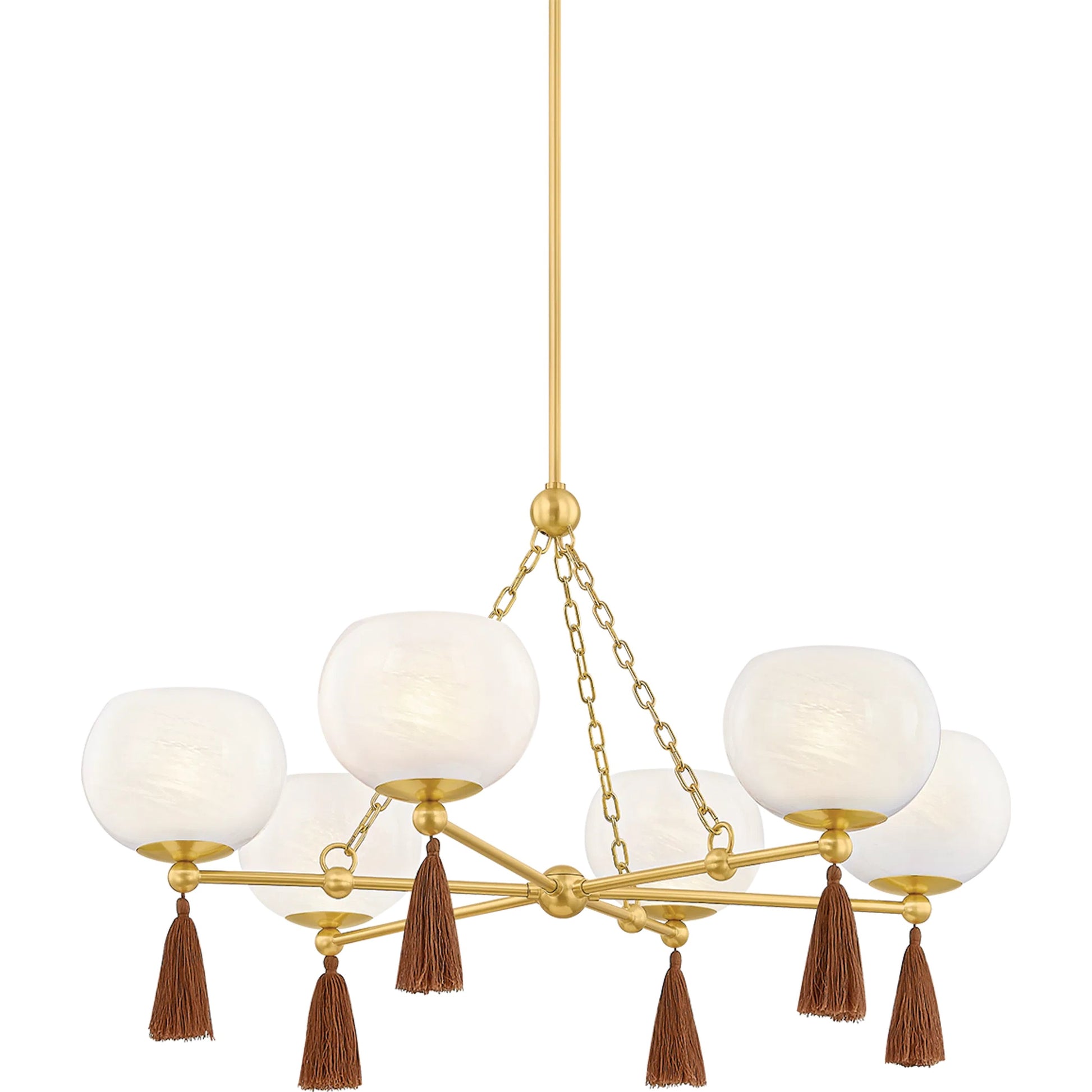 Niya Chandelier by Mitzi in aged brass. Made from steel in a modern style.