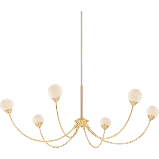 Natasha Chandelier by Mitzi in aged brass. Made from steel in a unique style.