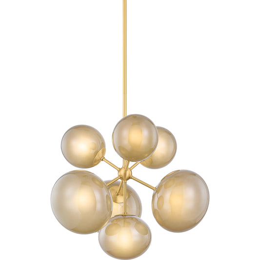 Zaley Chandelier by Mitzi in aged brass. Made from glass in a unique style.
