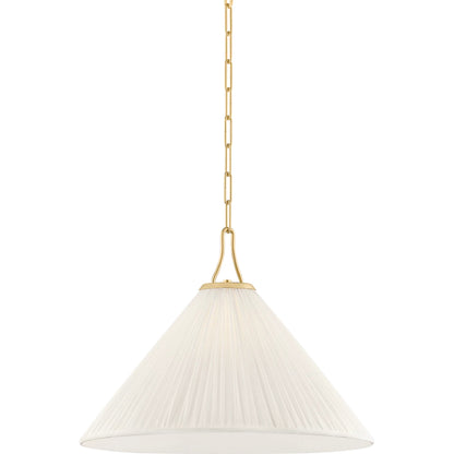 Merida Pendant by Mitzi in aged brass. Made from textile in a transitional style.