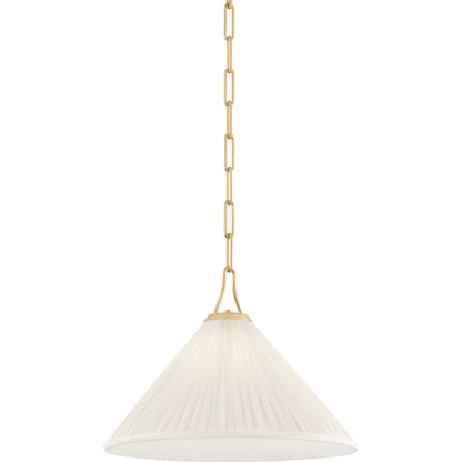 Merida Pendant by Mitzi in aged brass. Made from textile in a transitional style.