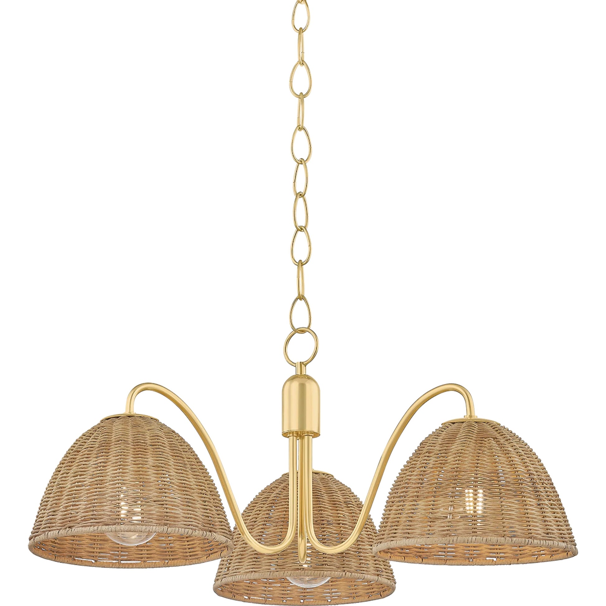 Katniss Chandelier by Mitzi in aged brass. Made from steel in a unique style.