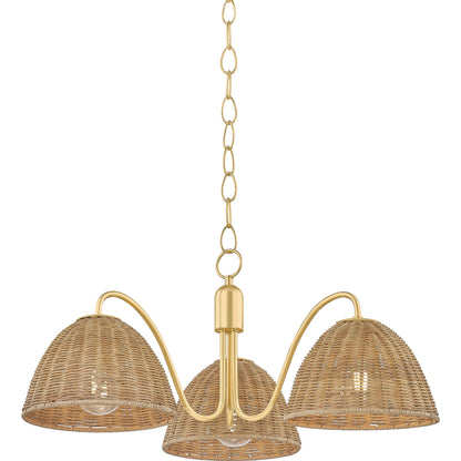 Katniss Chandelier by Mitzi in aged brass. Made from steel in a unique style.