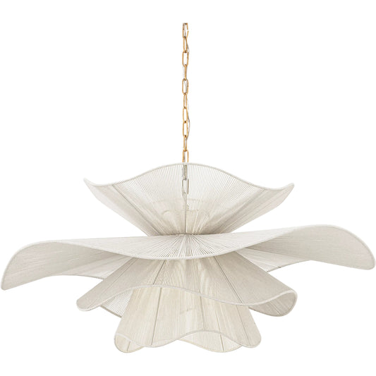 Amanda Chandelier by Mitzi in aged brass. Made from natural woven in a unique style.