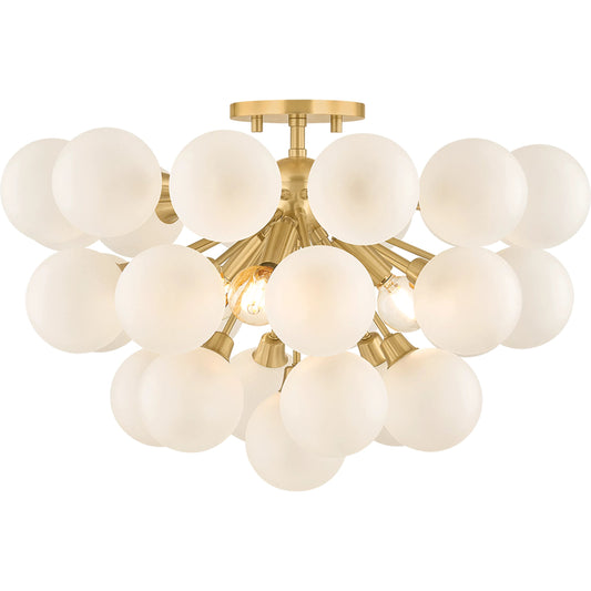 Antoneta Semi Flush by Mitzi in aged brass. Made from unique in a unique style.
