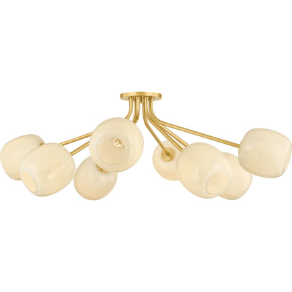 Lisette Semi Flush by Mitzi in aged brass. Made from unique in a unique style.