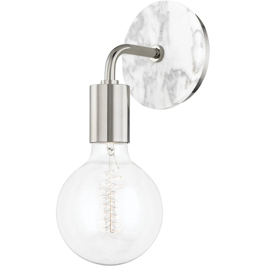 Chloe Wall Sconce by Mitzi in polished nickel. Made from steel in a modern style.