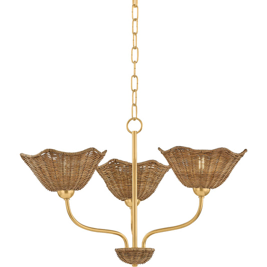 Kehlani Chandelier by Mitzi in aged brass. Made from unique in a unique style.