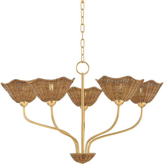 Kehlani Chandelier by Mitzi in aged brass. Made from unique in a unique style.