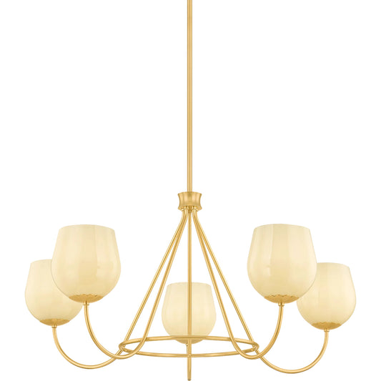 Genevieve Chandelier by Mitzi in aged brass. Made from unique in a unique style.