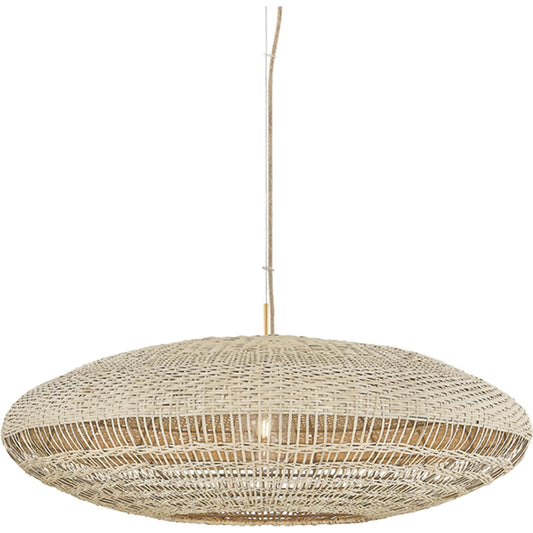 Erin Pendant by Mitzi in aged brass. Made from natural woven in a unique style.