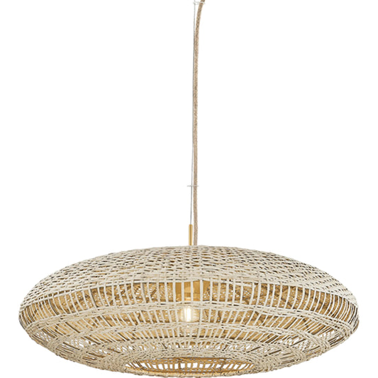 Erin Pendant by Mitzi in aged brass. Made from natural woven in a unique style.