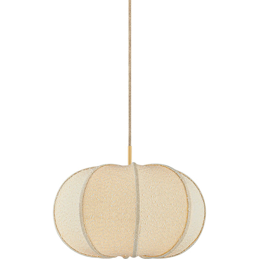 Alexandra Pendant by Mitzi in aged brass. Made from textile in a unique style.