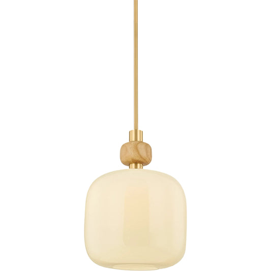 Elise Pendant by Mitzi in aged brass. Made from steel in a unique style.