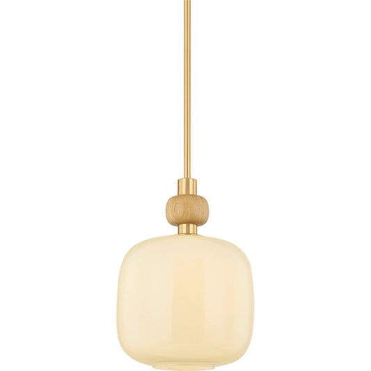 Elise Pendant by Mitzi in aged brass. Made from steel in a unique style.