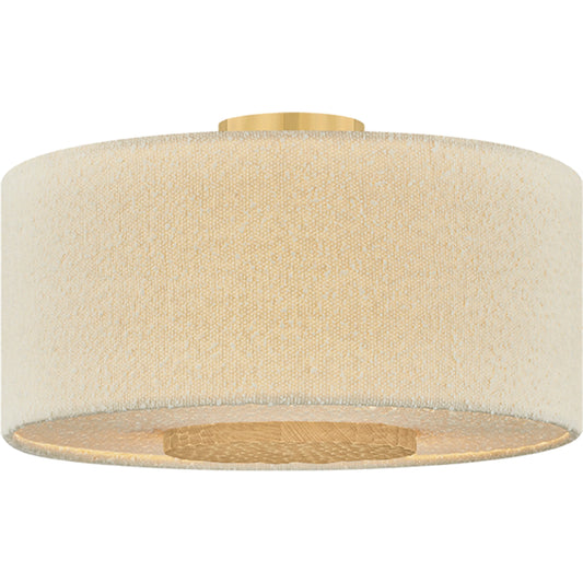 Miller Flush Mount by Mitzi in aged brass. Made from textile in a unique style.