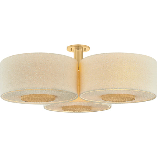 Miller Flush Mount by Mitzi in aged brass. Made from textile in a unique style.