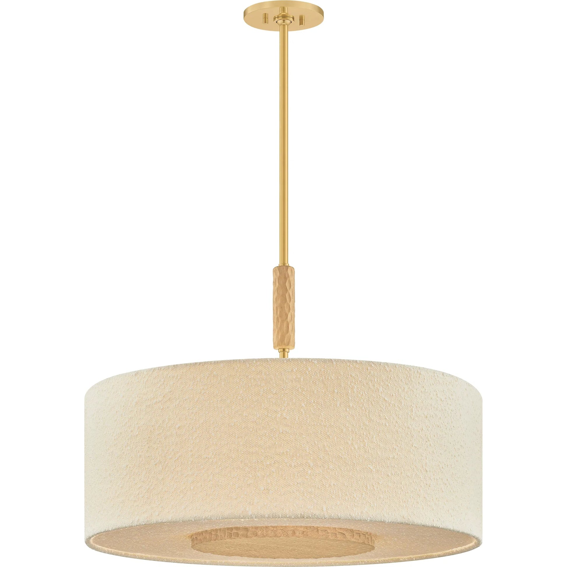 Miller Pendant by Mitzi in aged brass. Made from textile in a unique style.