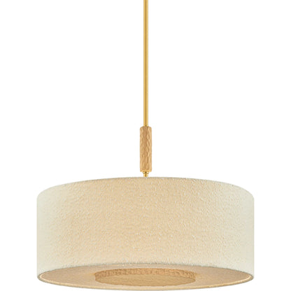 Miller Pendant by Mitzi in aged brass. Made from textile in a unique style.