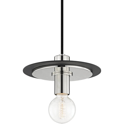 Milo Pendant by Mitzi in polished nickel, white. Made from steel in a modern style.