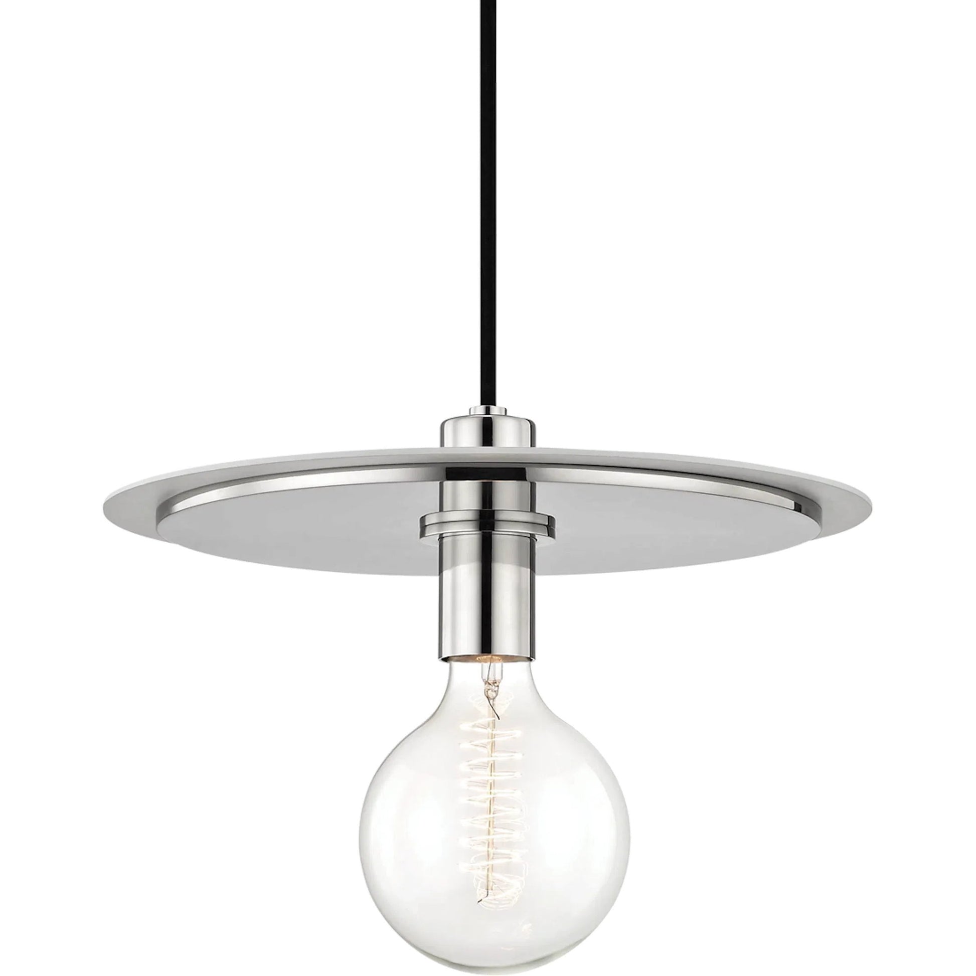 Milo Pendant by Mitzi in polished nickel, white. Made from steel in a modern style.