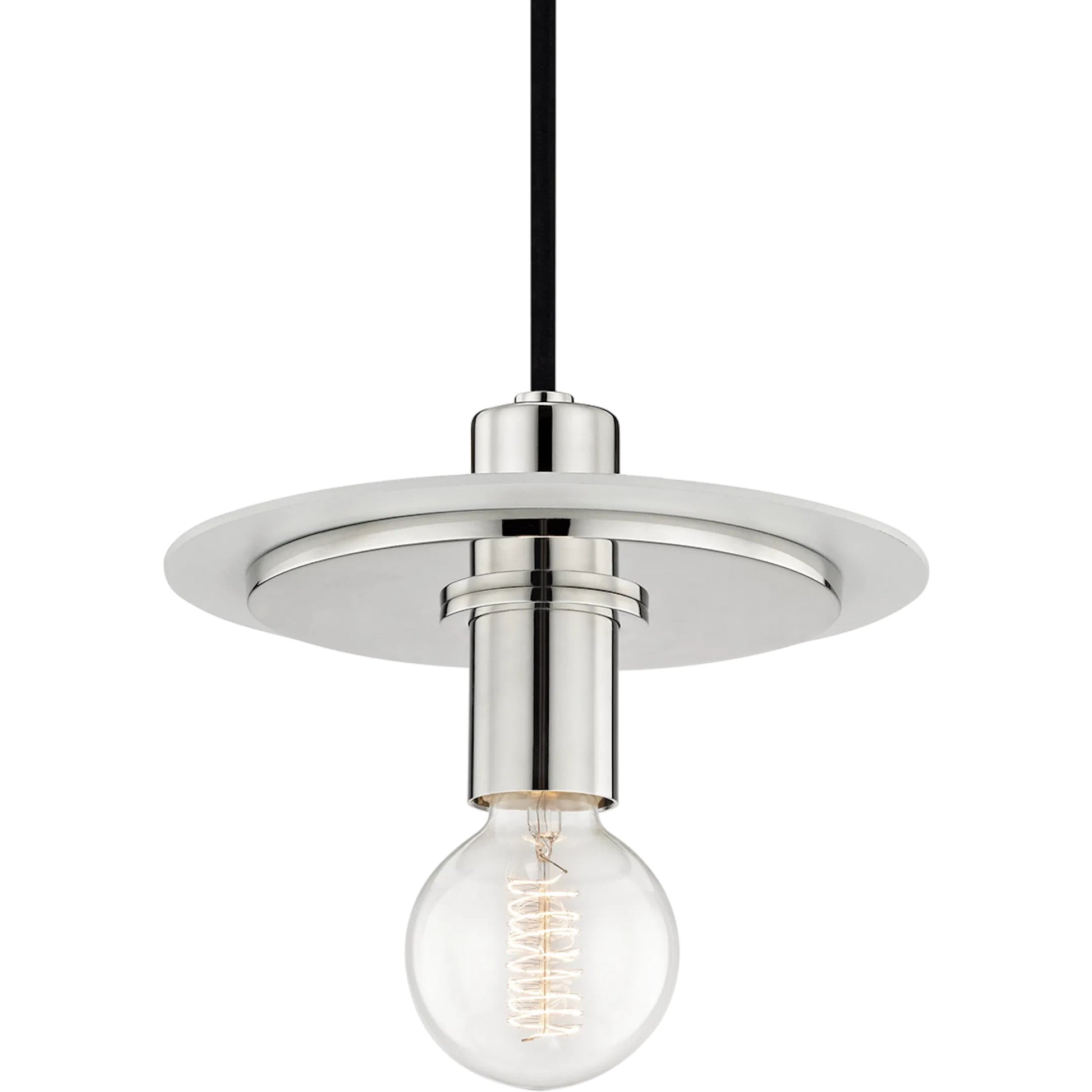 Milo Pendant by Mitzi in polished nickel, white. Made from steel in a modern style.