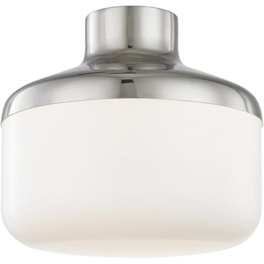 Livvy Flush Mount by Mitzi in polished nickel. Made from steel in a modern style.