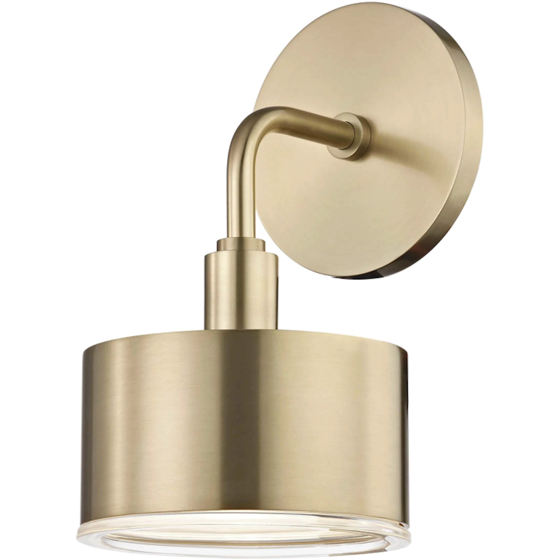 Nora Wall Sconce by Mitzi in aged brass. Made from steel in a modern style.