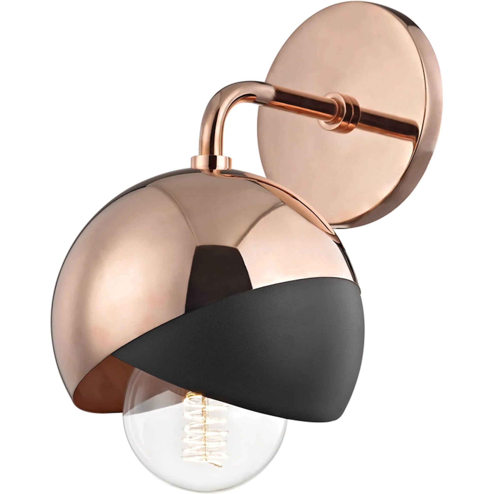 Emma Wall Sconce by Mitzi in polished copper, black. Made from steel in a modern style.