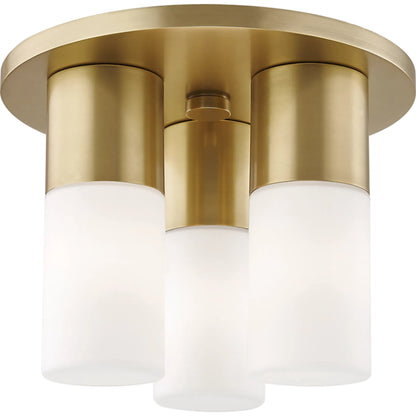 Lola Flush Mount by Mitzi in aged brass. Made from steel in a modern style.