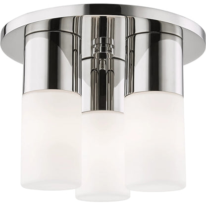 Lola Flush Mount by Mitzi in aged brass. Made from steel in a modern style.