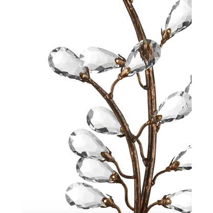 Crystal Bud Tall Wall Sconce by Currey and Company in cupertino. Made from wrought iron, crystal in a modern style.