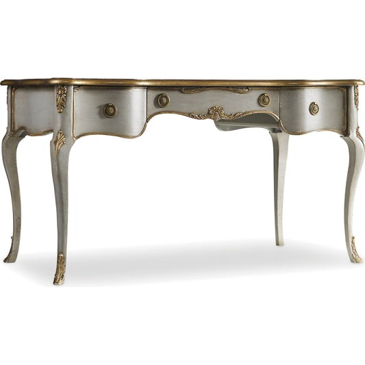 Romantic Victorian Writing Desk by Hooker Furniture in gray. Made from hardwoods in a traditional style.