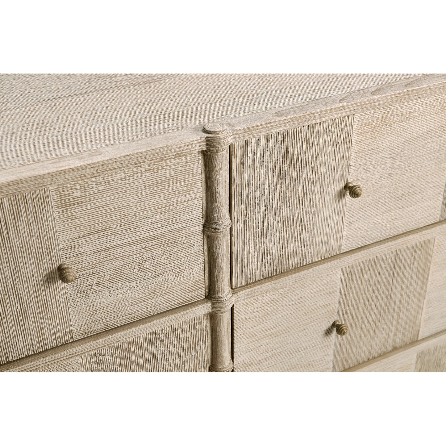 008 SI-2334493 | Closeup | Bywater Dresser by Jonathan Charles in beige and washed acacia. Made from oak, aluminum, acacia veneer, beech in a transitional style.
