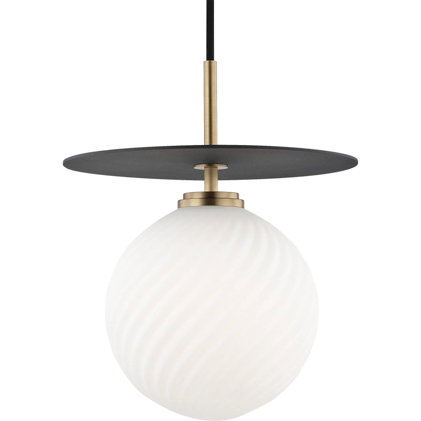 004 S-313464 | Primary Silo | Ellis Pendant by Mitzi in aged brass, black. Made from steel in a modern style.