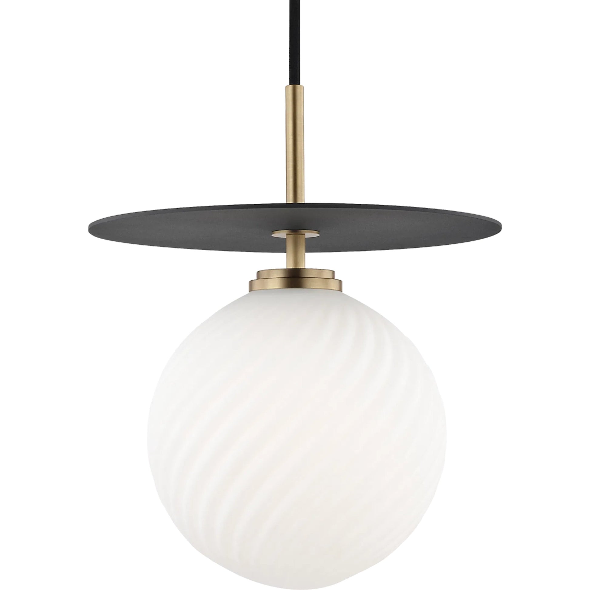 Ellis Pendant by Mitzi in aged brass, black. Made from steel in a modern style.