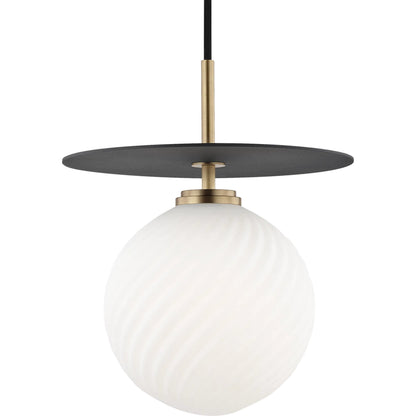 Ellis Pendant by Mitzi in aged brass, black. Made from steel in a modern style.