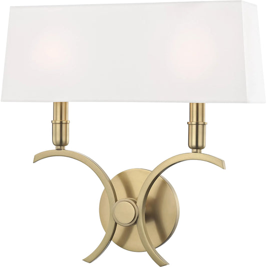 Gwen Wall Sconce by Mitzi in aged brass. Made from steel in a transitional style.