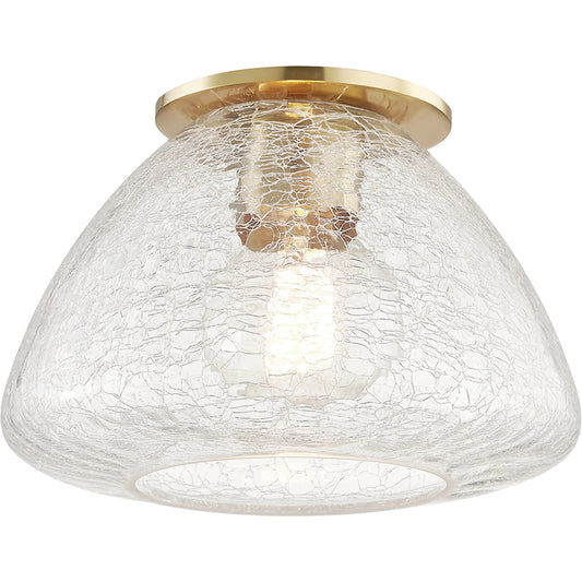 Maya Flush Mount by Mitzi in aged brass. Made from steel in a modern style.