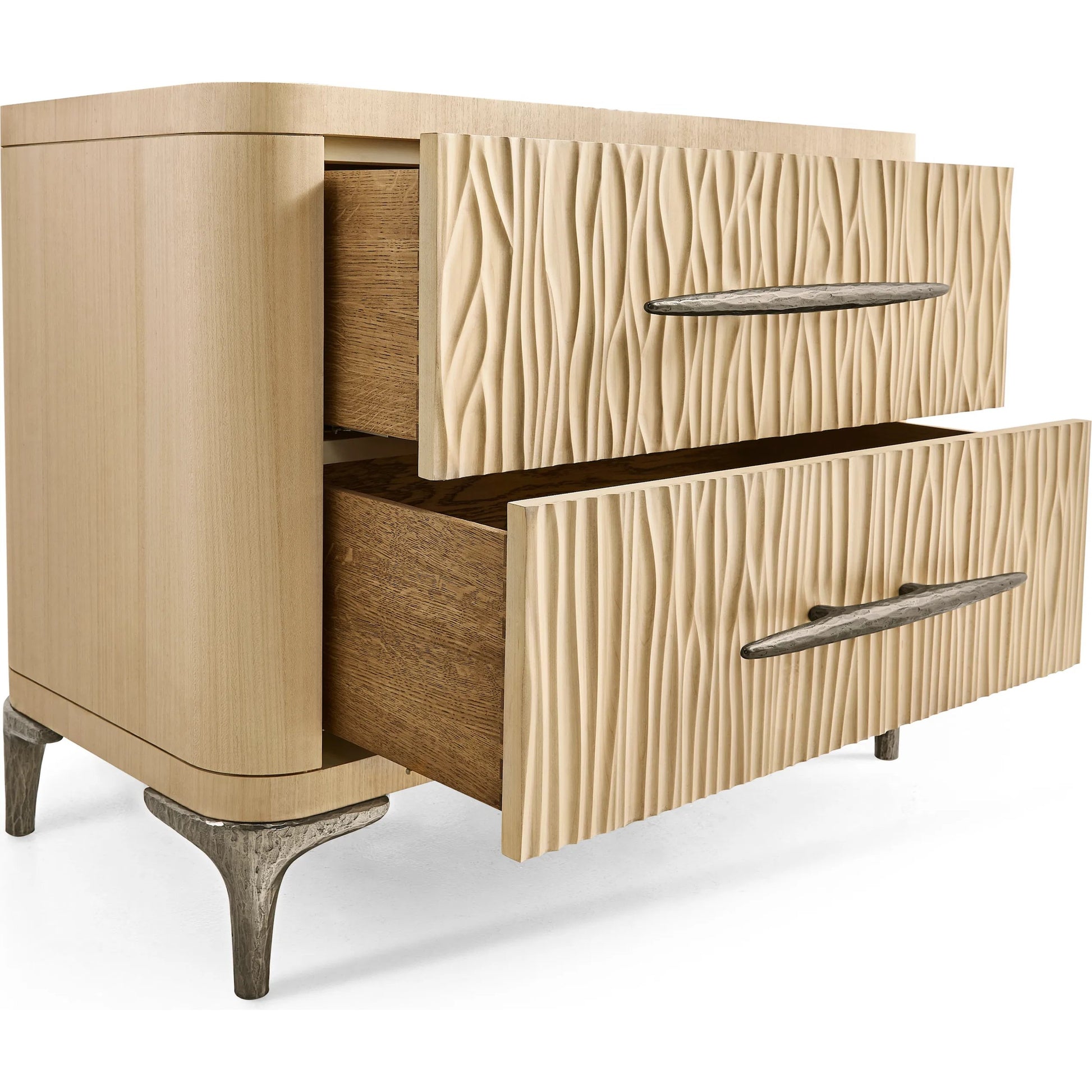 Water Hadal Plinth Nightstand by Jonathan Charles in beige. Made from unique in a transitional style.