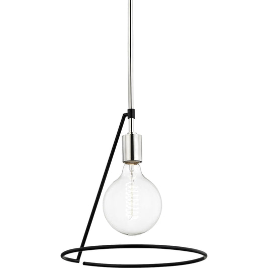 Dana Cone Pendant Light by Mitzi in polished nickel, black. Made from steel in a modern style.