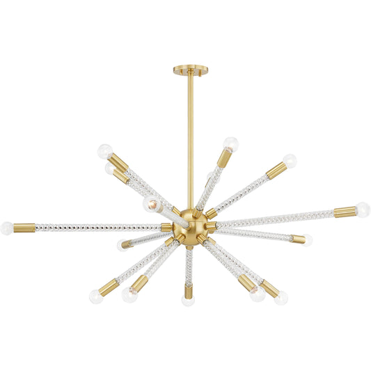 Pippin Chandelier by Mitzi in aged brass. Made from steel in a modern style.